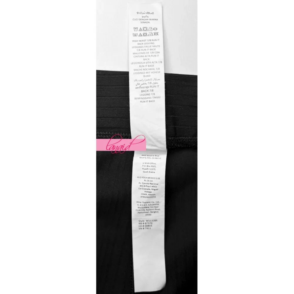 Alo Airlift High-Waist 7/8 Run It Back Leggings Black Ribbed Hi-Rise Tights S